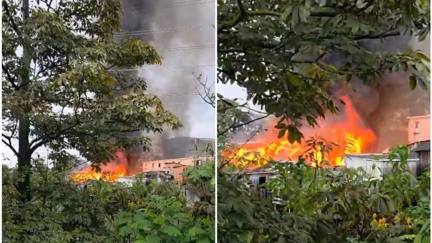 Explosão de botijão é apontada como causa de incêndio que atingiu mais de 20 casas no São Jorge, em Manaus.