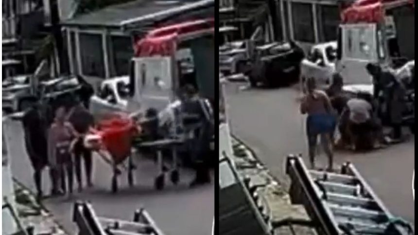 vídeo mostra momento em que idoso cai de maca do Samu em Manaus