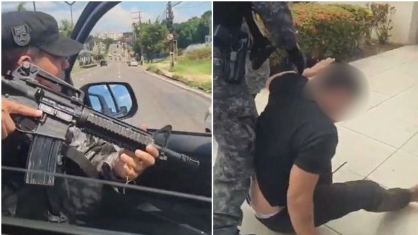 Vídeo mostra perseguição policial que termina com prisão de suspeito em Manaus