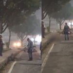 Policial militar fica ferido após cair de moto em buraco durante neblina em Manaus