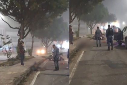 Policial militar fica ferido após cair de moto em buraco durante neblina em Manaus