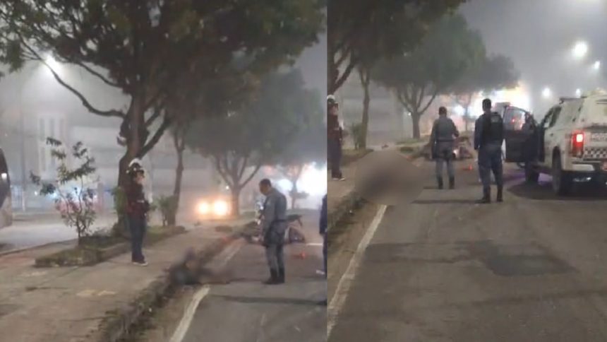 Policial militar fica ferido após cair de moto em buraco durante neblina em Manaus