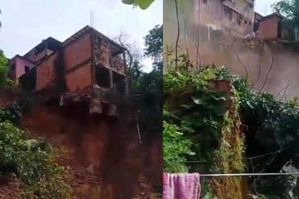 Vídeo registra momento exato em que casa desaba no bairro Mauazinho, em Manaus