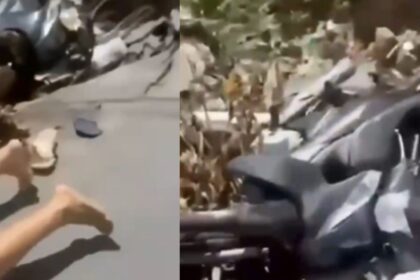 Motociclista sofre queda após perder controle da moto em buraco em Manaus