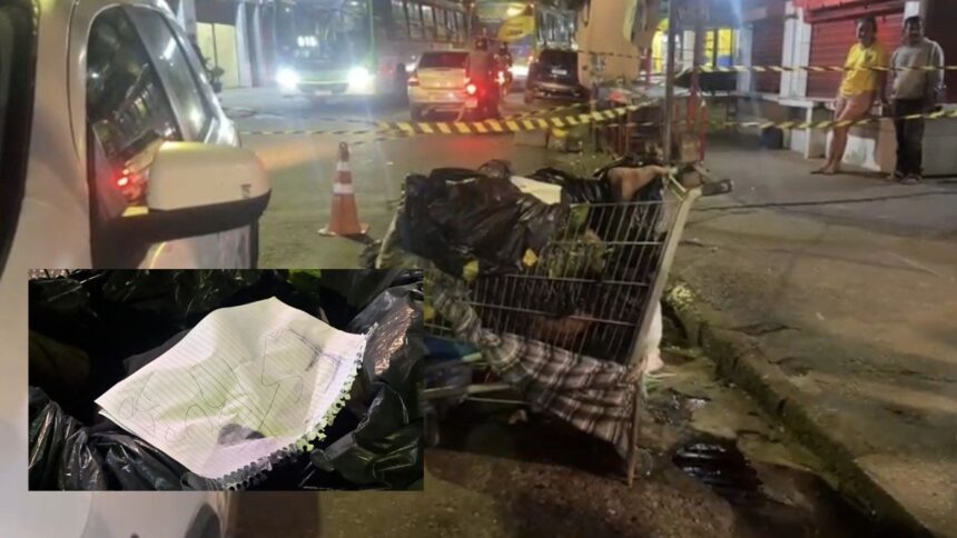 Homem é encontrado morto dentro de carrinho de supermercado em Manaus com bilhete escrito “Estuprador”