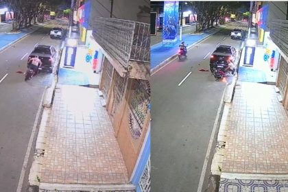 Vídeo registra momento em que motociclista colide contra carro estacionado em Parintins