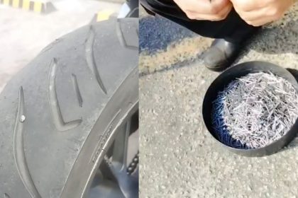 Pregos espalhados em avenida causam danos a pneus de motociclistas em Manaus