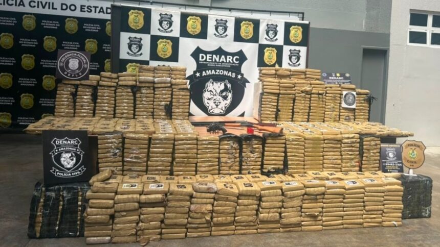 Polícia encontra 700 kg de skunk e armas em área de mata no Tupé